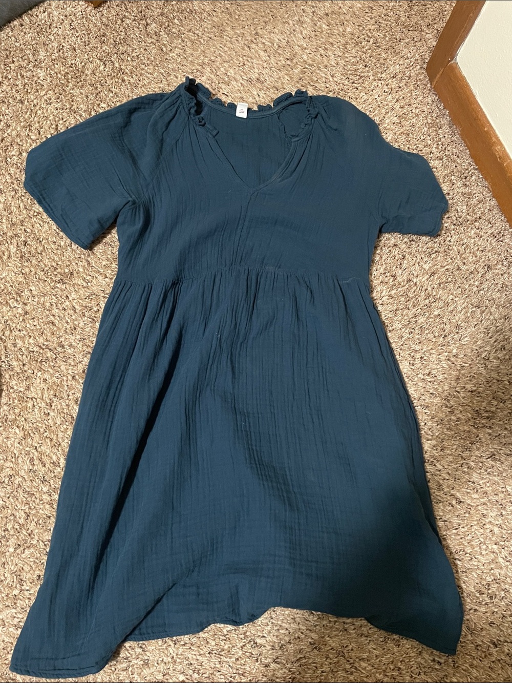 Old Navy Navy Blue Short-Sleeve V-Neck Casual Dress